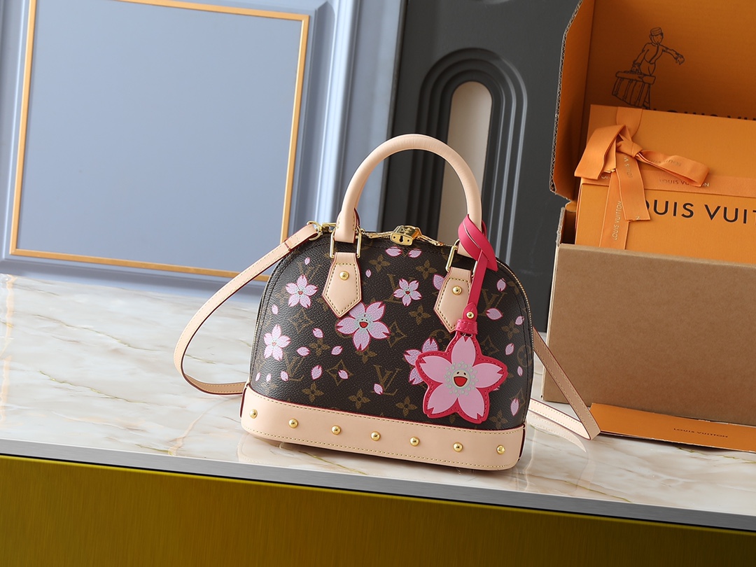 LV Classic Handbag Monogram Canvas Model M12956 Gold Hardware Business